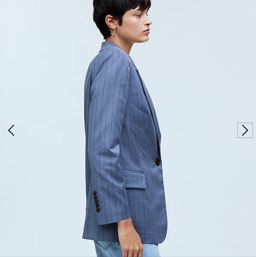 Madewell Single-Breasted Blazer in Yarn-Dyed Pinstripe NO881 Size 6 NWT - Picture 3 of 13